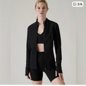 Athleta Black Ribbed Salutation Jacket M